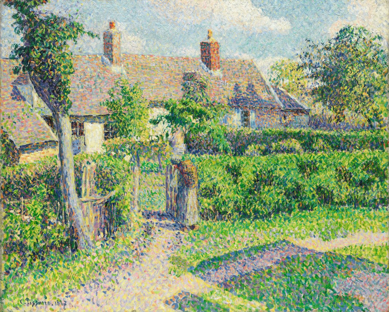 Bondehuse, Eragny, 1887 af Camille Jacob Pissarro