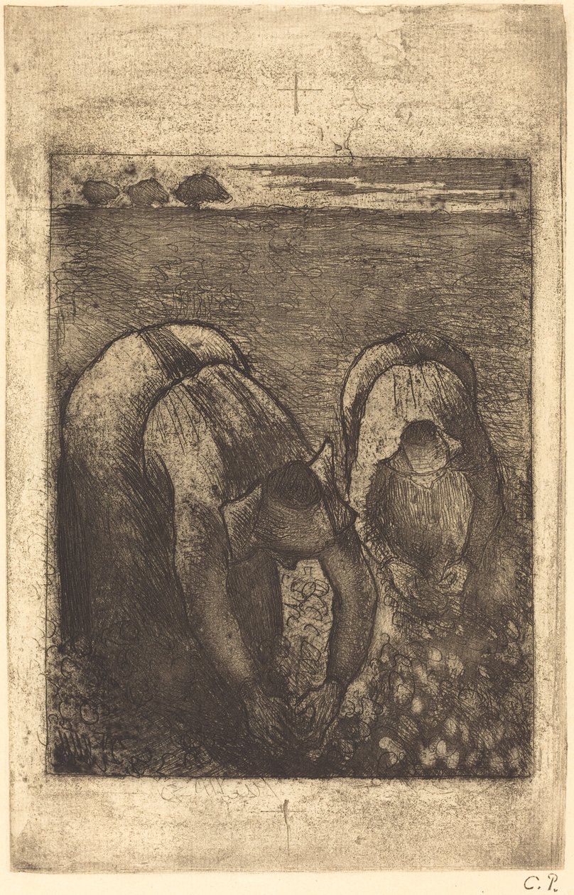 Bønder på en bønnermark Bønder på en bønnernemark, 1891. af Camille Pissarro