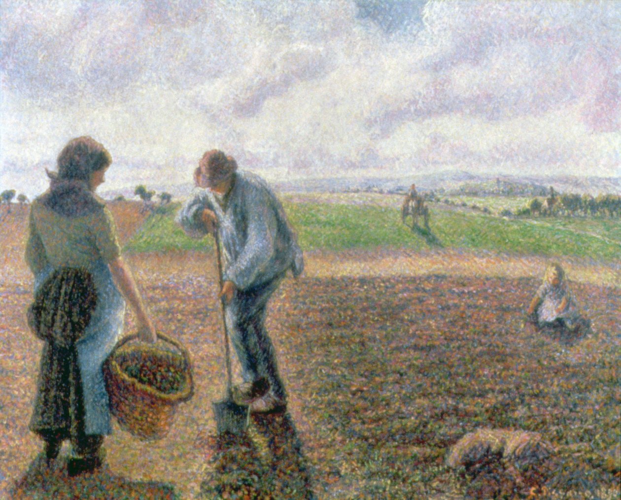 Bønder på marken, Eragny af Camille Jacob Pissarro
