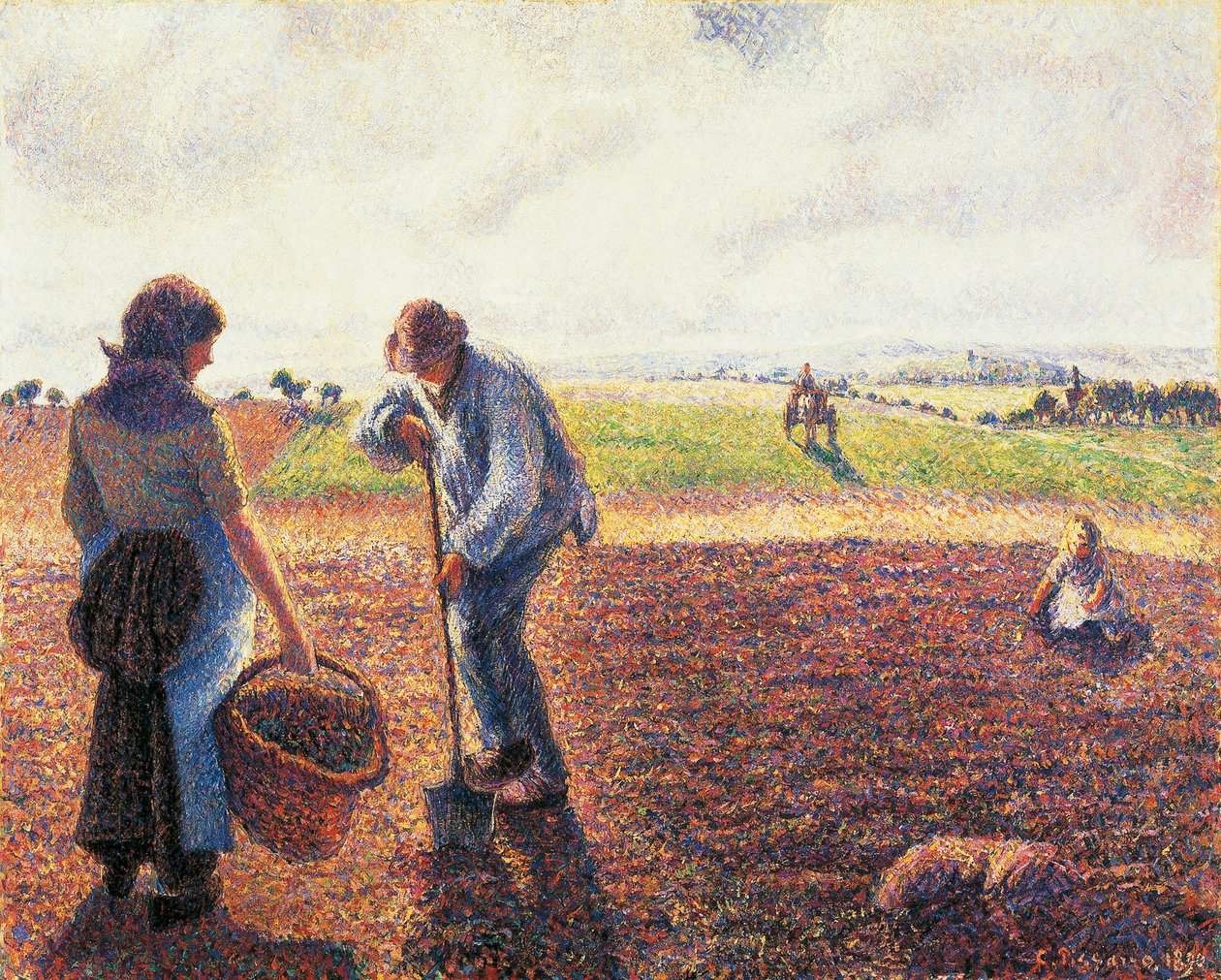 Bønder på marken, Eragny af Camille Pissarro