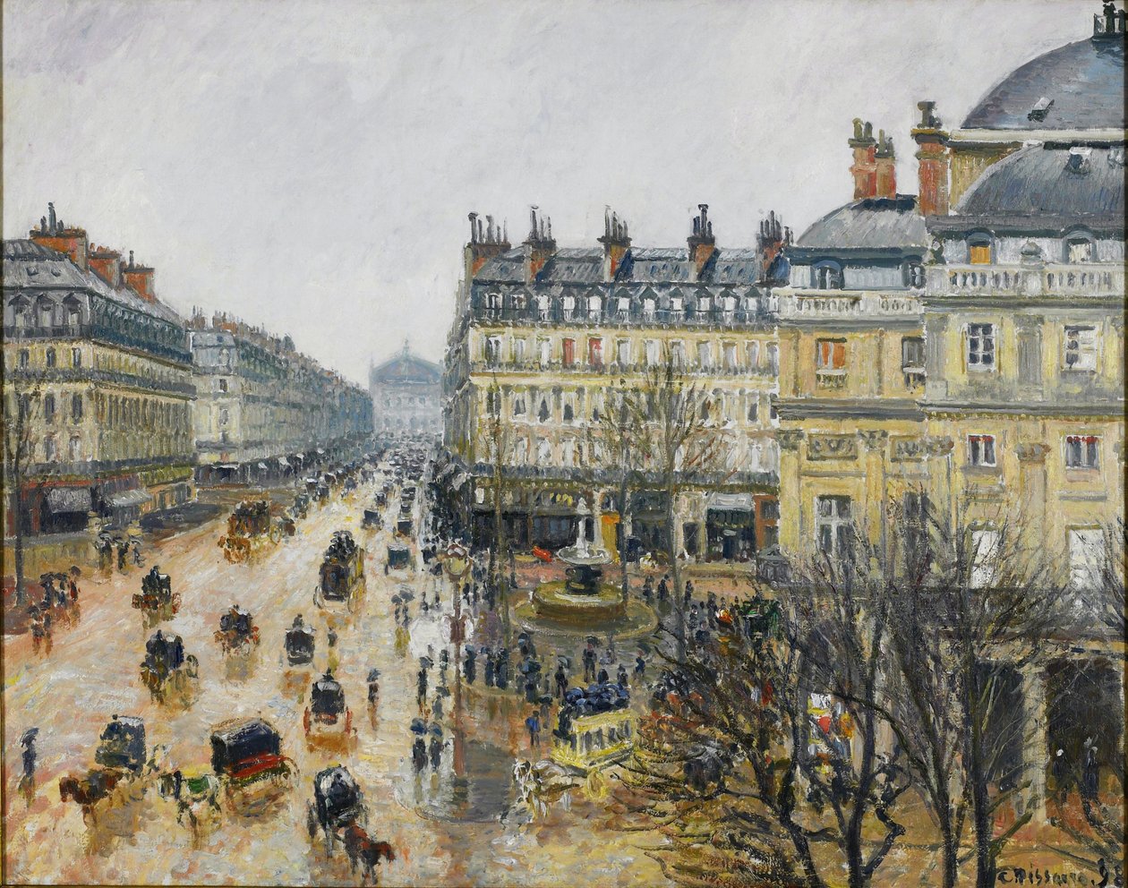 Place du Théâtre Français, Paris: Regn af Camille Jacob Pissarro