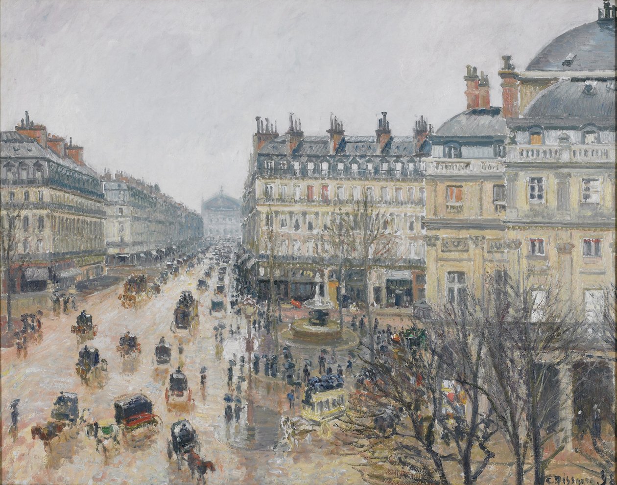 French Theatre Square, Paris: Regn af Camille Jacob Pissarro
