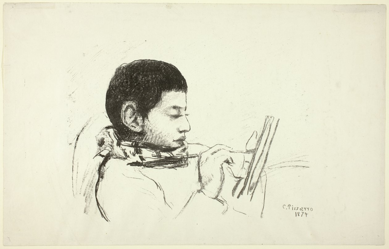 Portræt: Lucien Pissarro af Camille Pissarro