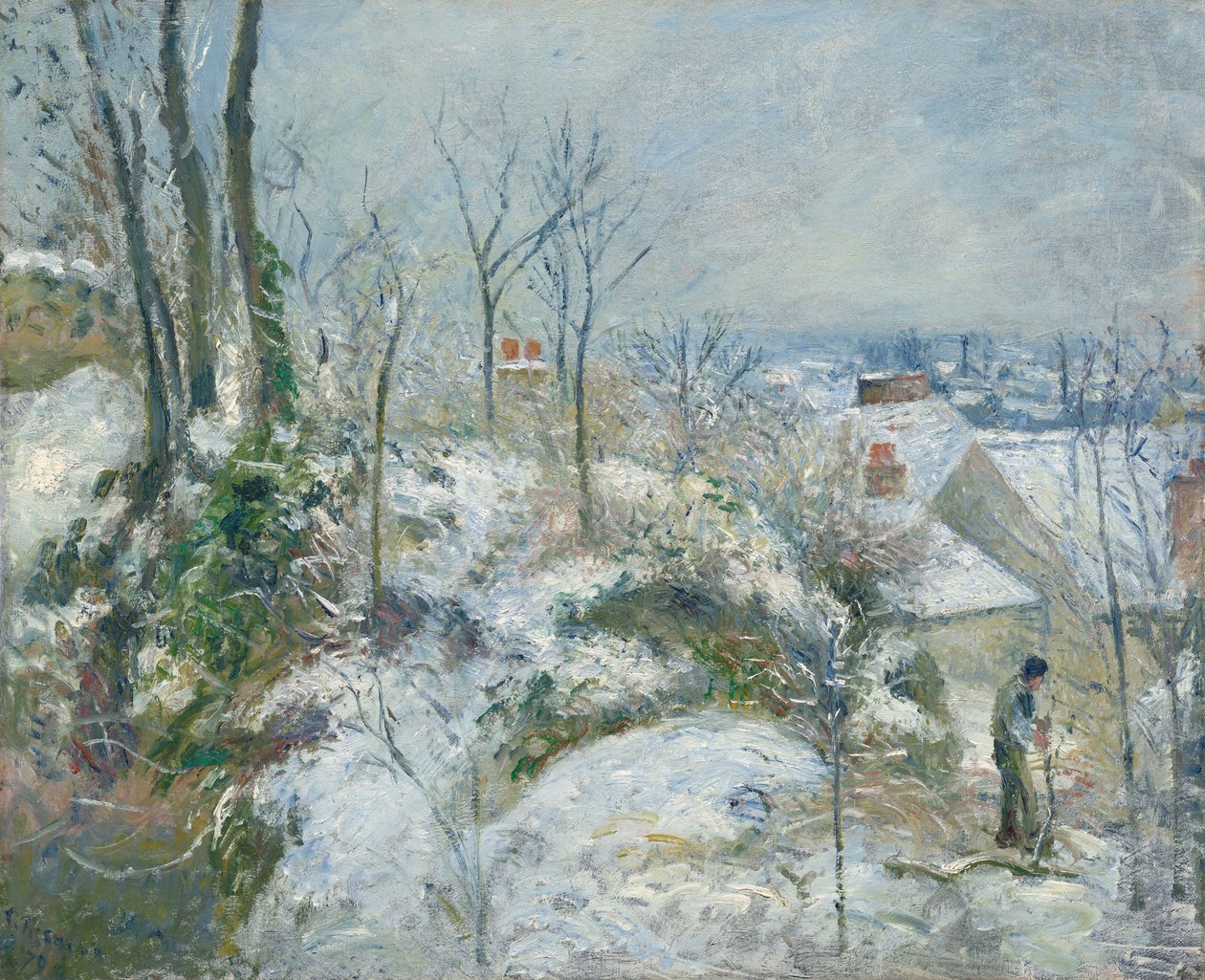 Kanin Warren ved Pontoise, sne af Camille Pissarro