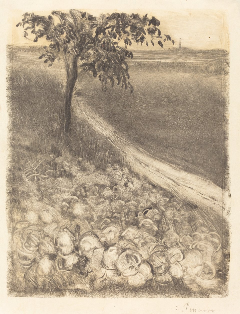 Vej ved en kålmark, ca. 1880. af Camille Pissarro