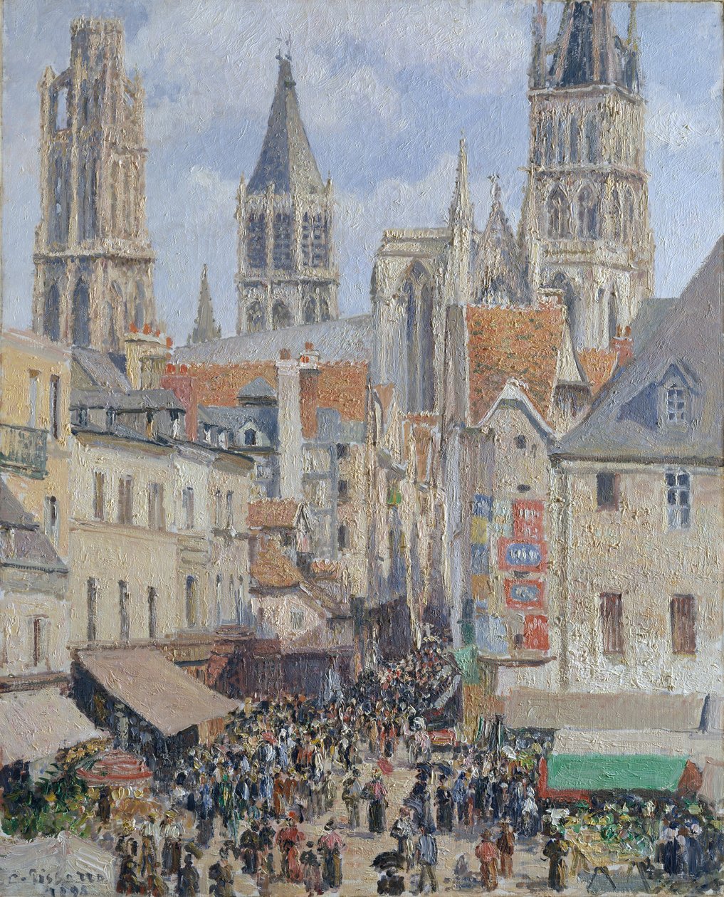 Rue de lÉpicerie, Rouen Effect of Sunlight, 1898. af Camille Jacob Pissarro