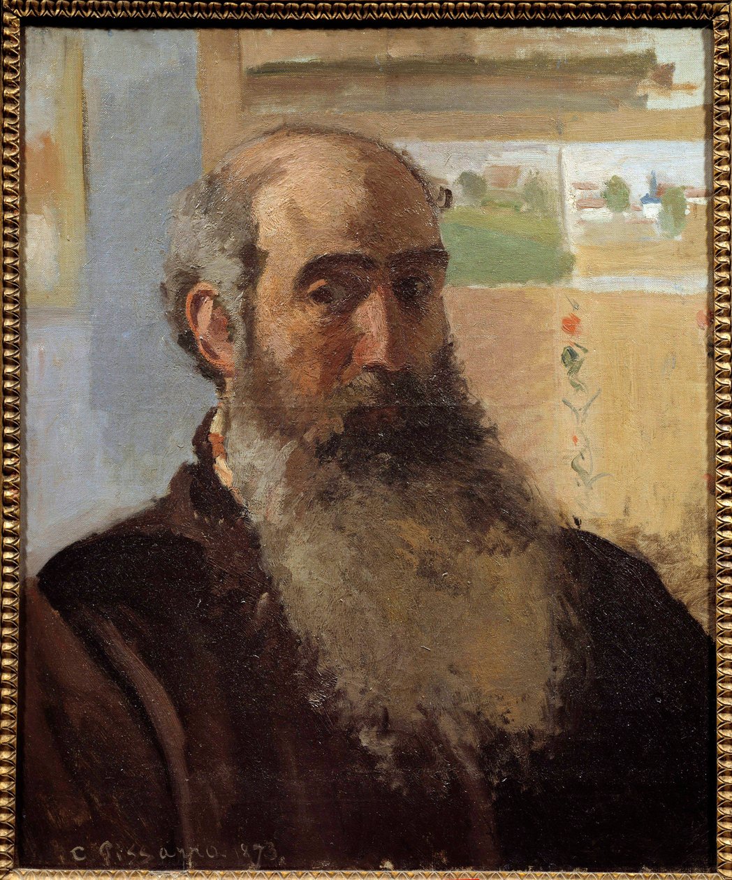 Selvportrætmaleri af Camille Pissarro (1830-1903) 1873 Søn. 0,56x0,46 m Paris, musee d