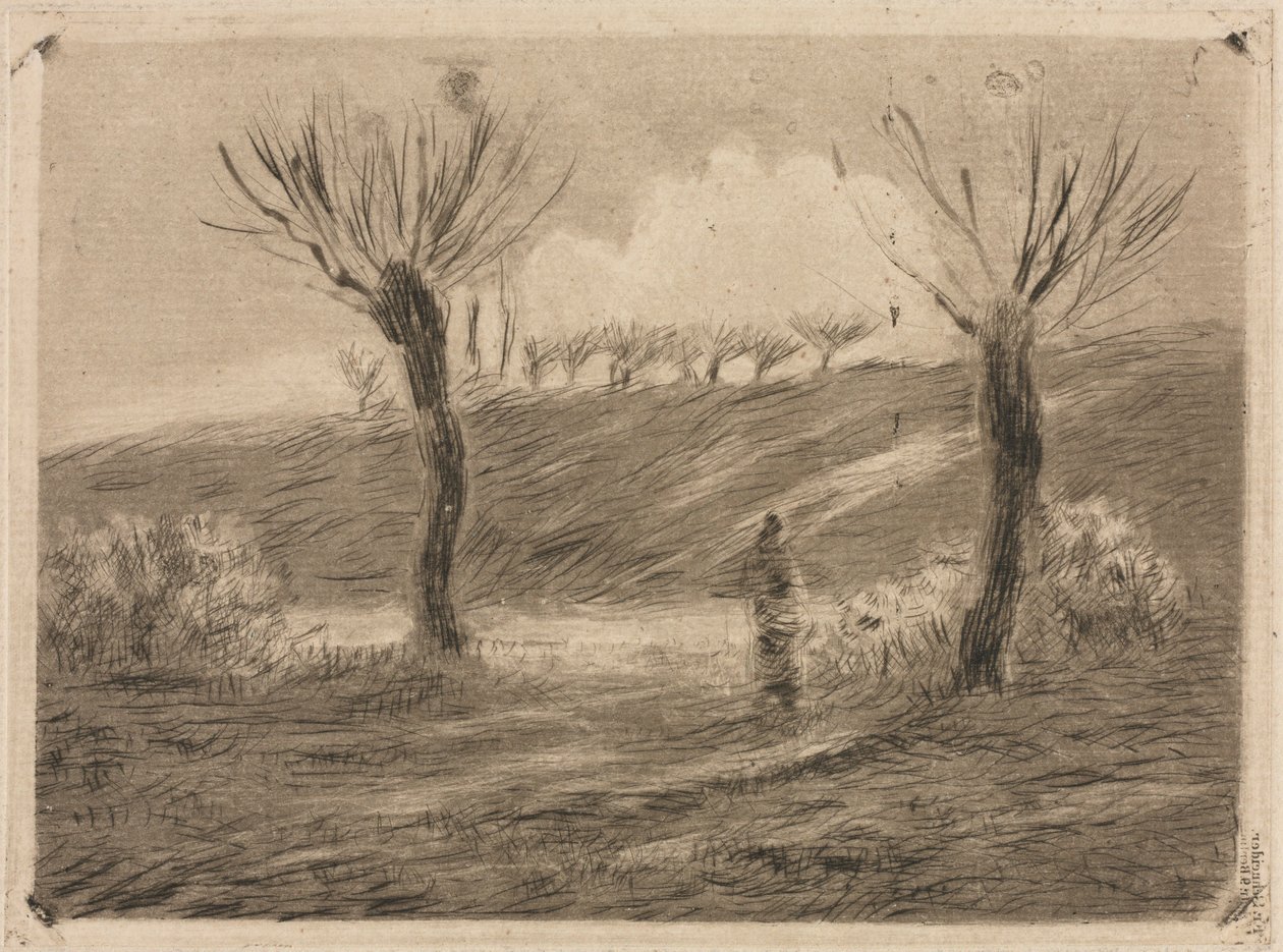 Solen går ned af Camille Pissarro