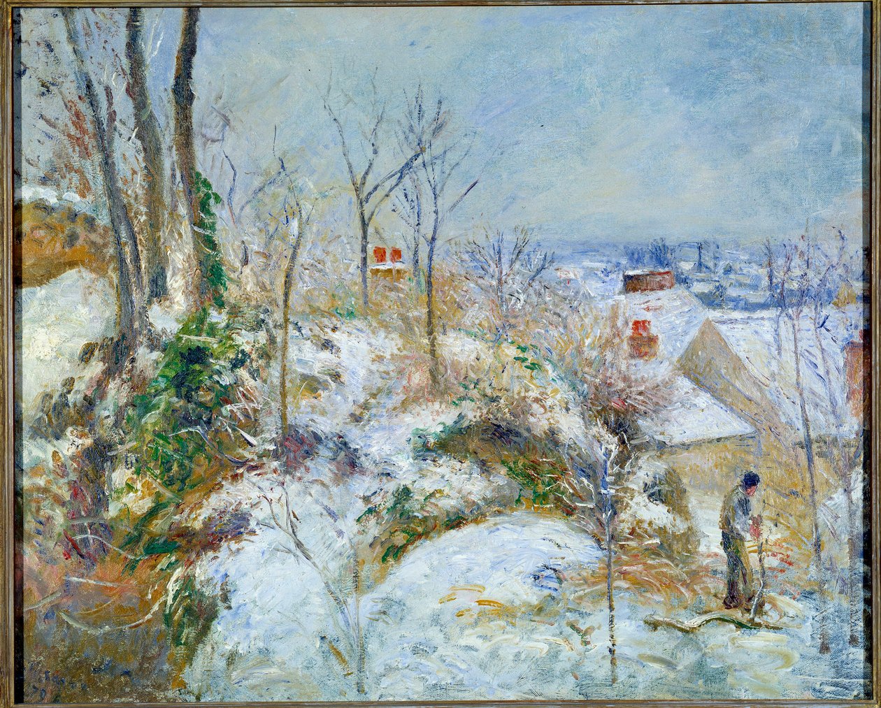 Sneeffekt, La Garenne i Pontoise af Camille Pissarro