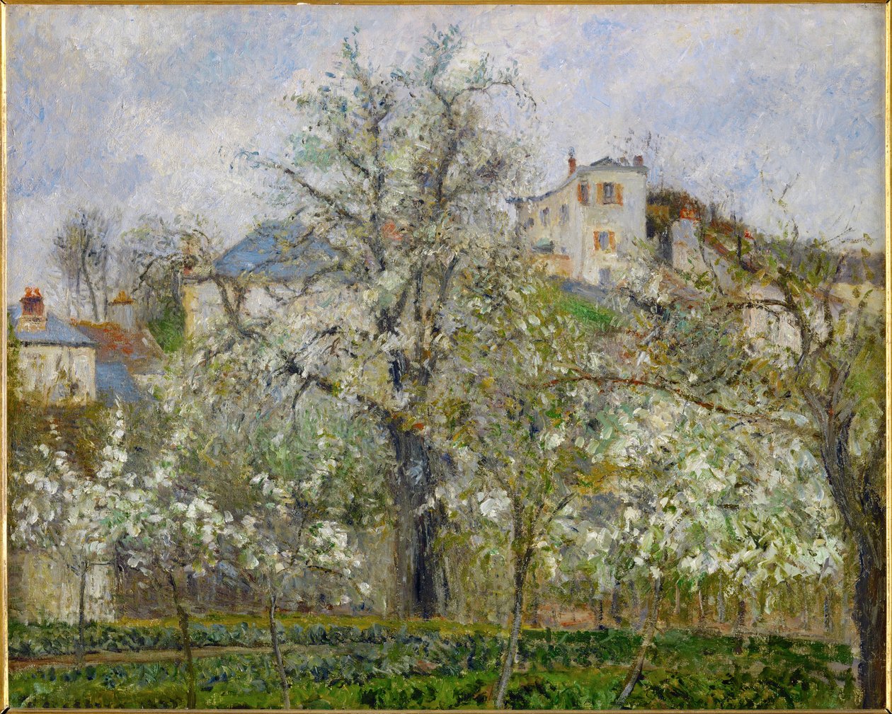Forår, pæreblomster (olie på lærred) af Camille Pissarro