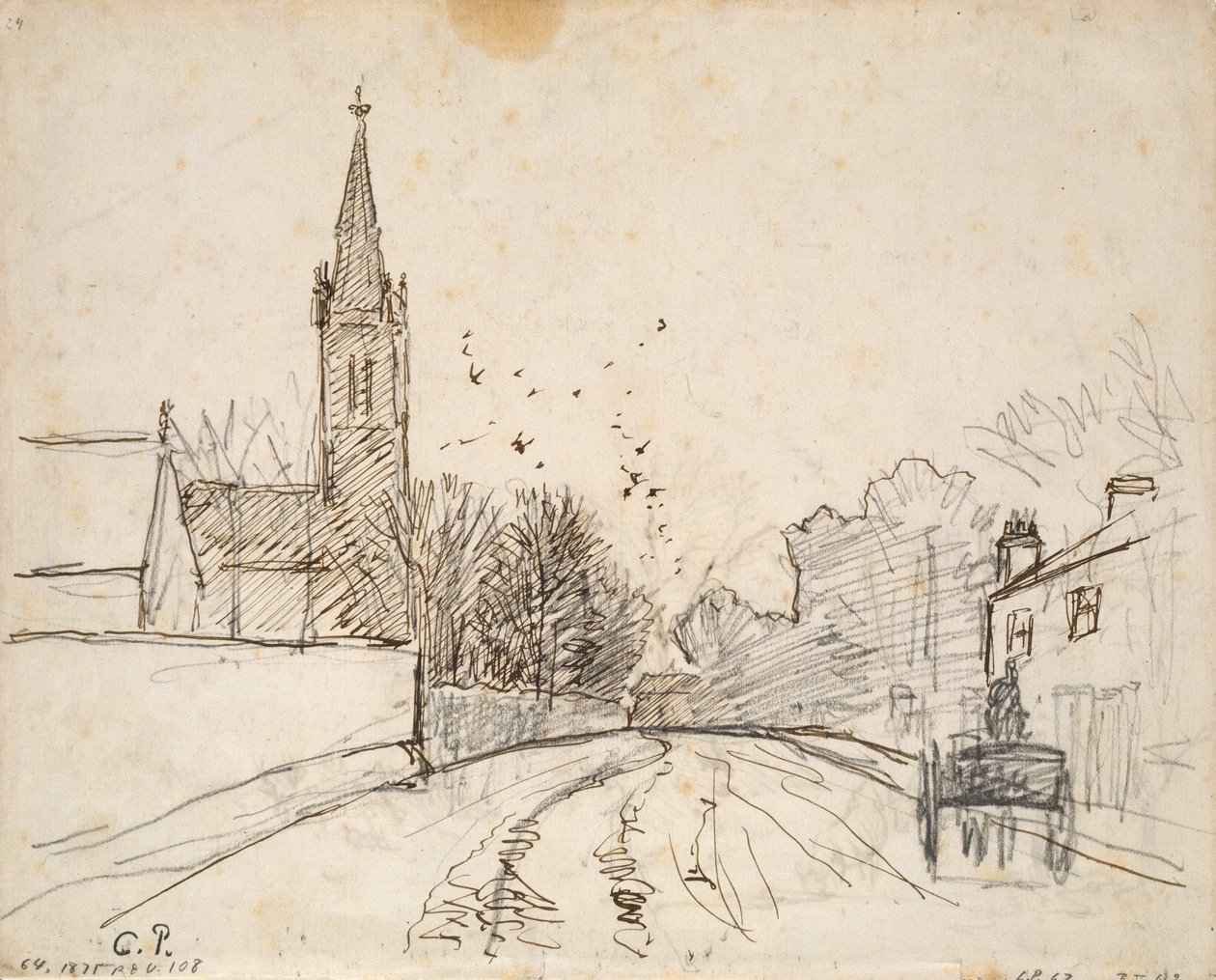 Studie af Upper Norwood, London, med All Saints Church, 1871 af Camille Pissarro
