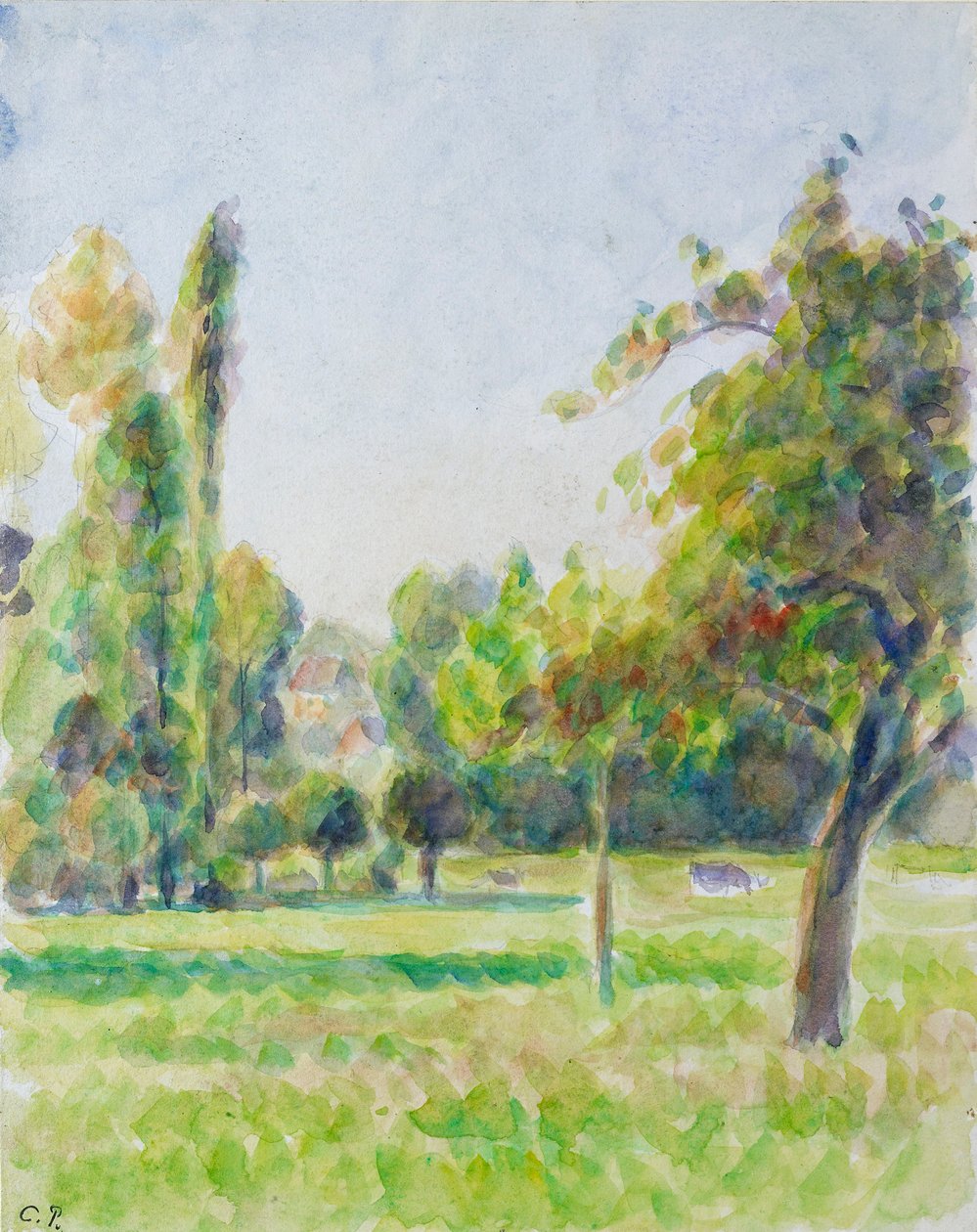 Studie af frugtplantagen i kunstnerens hus i Eragny-sur-Epte, c1890 af Camille Pissarro