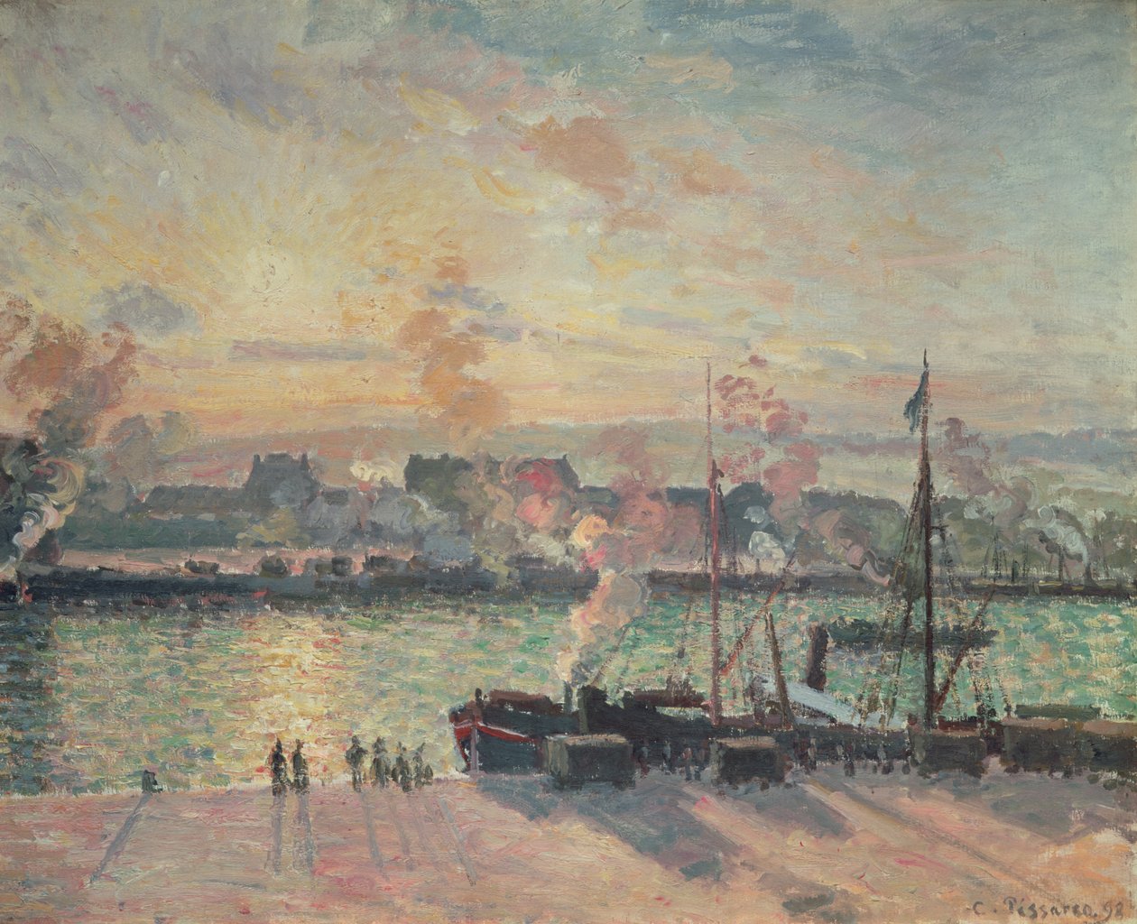 Sunset at Rouen af Camille Pissarro