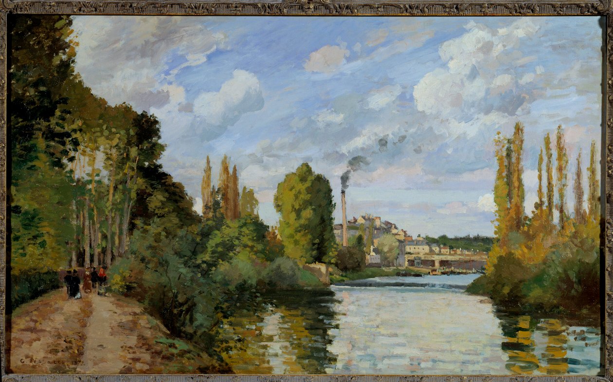 The Banks of the Oise in Pontoise Painting by Camille Pissarrodani af Camille Jacob Pissarro