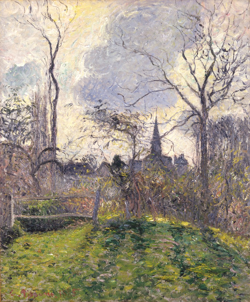 Klokketårnet i Bazincourt af Camille Pissarro