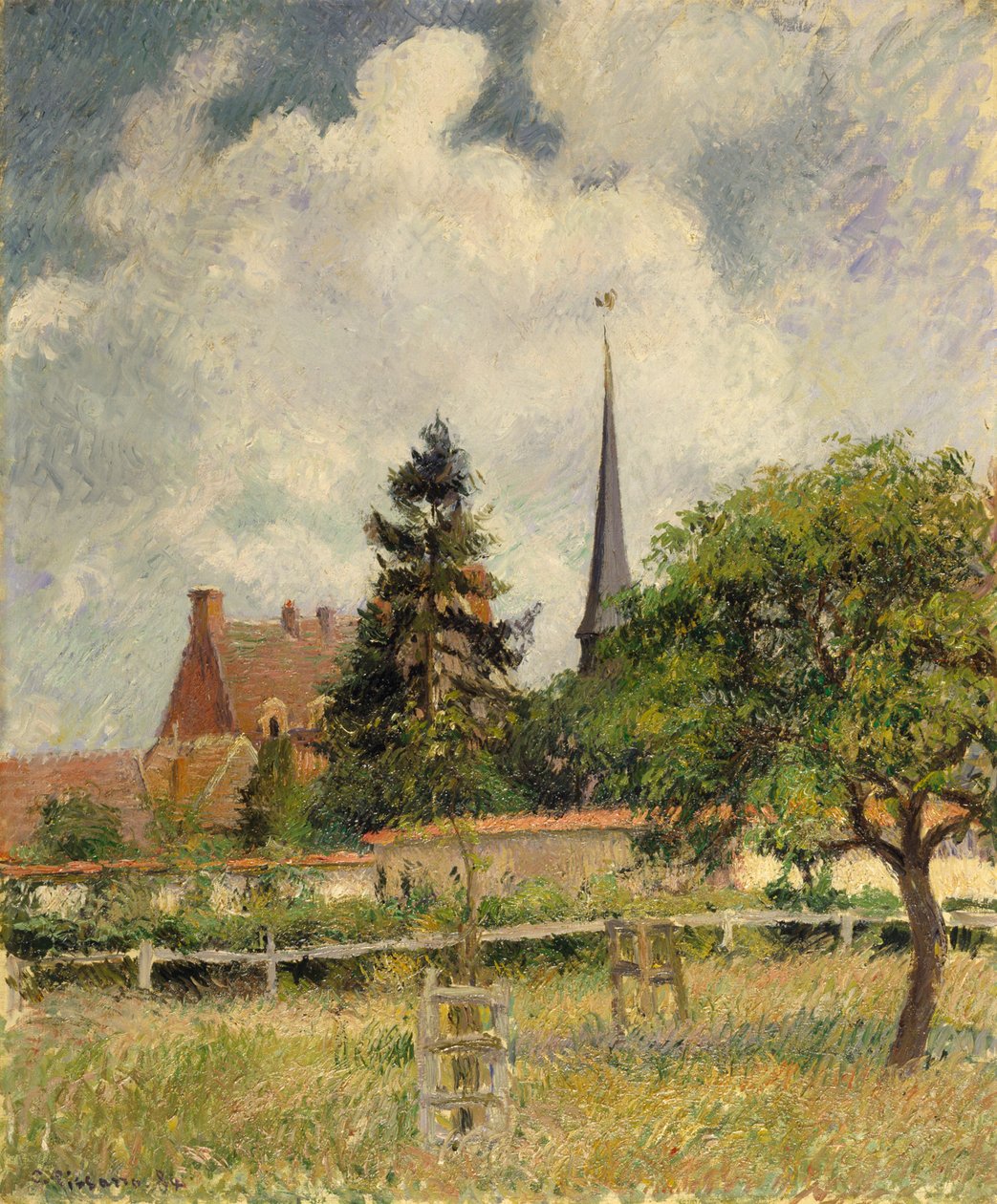 Kirken i Eragny af Camille Jacob Pissarro