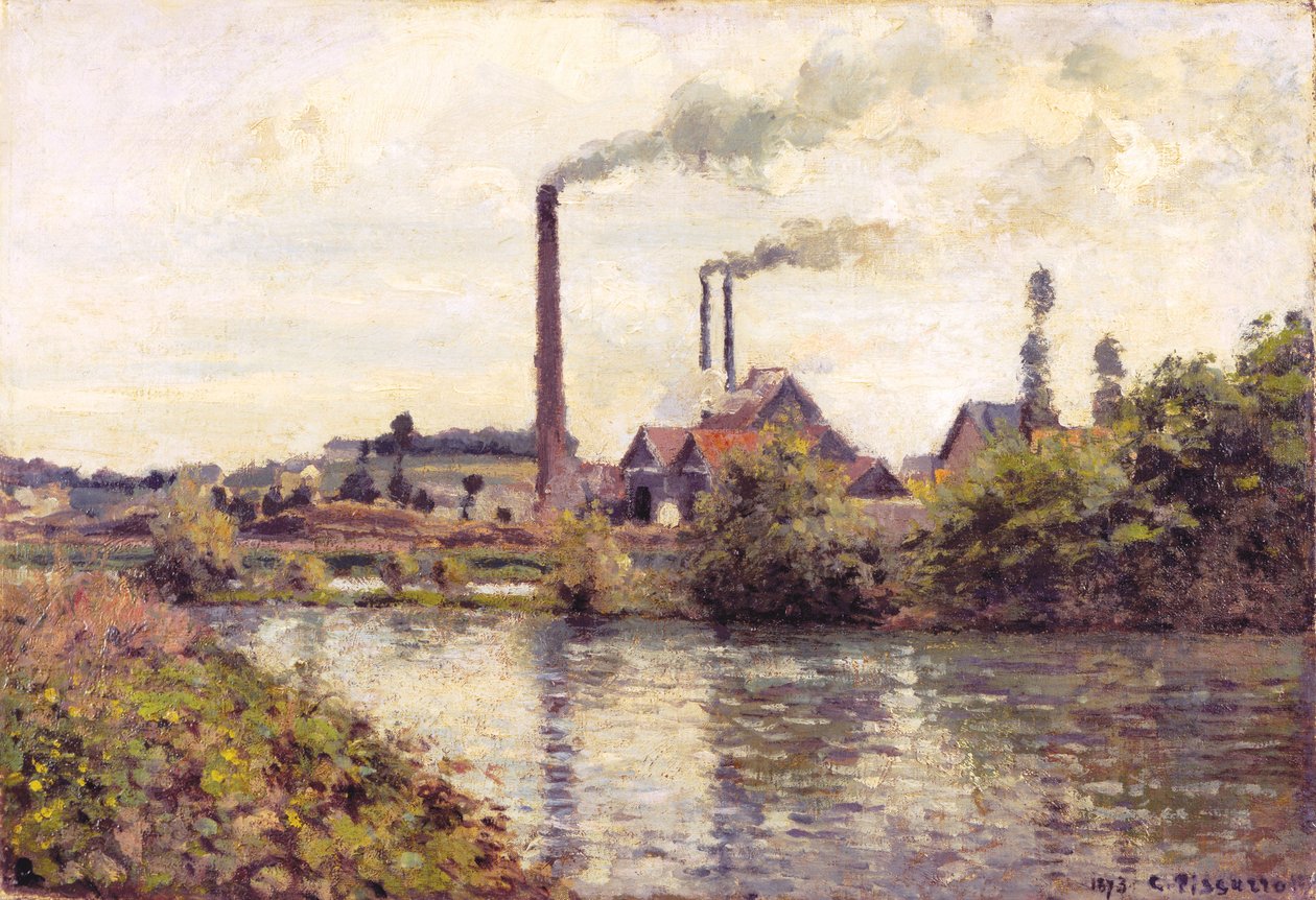 Fabrikken i Pontoise af Camille Pissarro