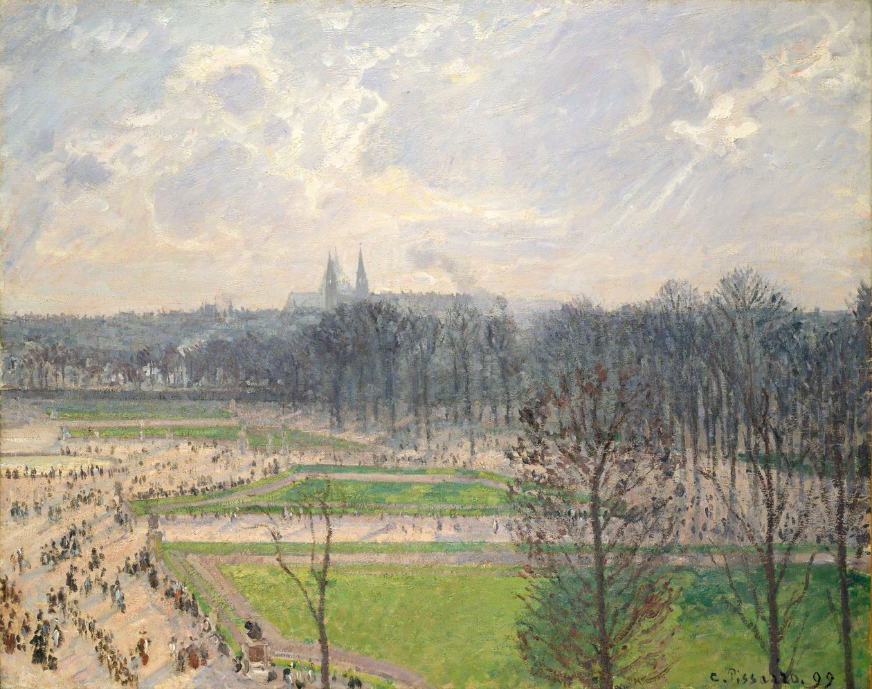 Tuileriernes have en vintereftermiddag af Camille Jacob Pissarro