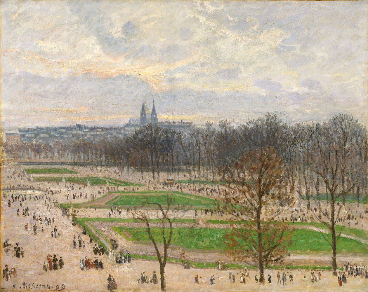 Tuileriernes have på en vintereftermiddag, 1899. af Camille Jacob Pissarro
