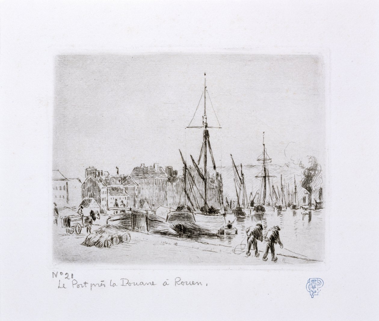 Havnen nær toldstedet i Rouen) af Camille Jacob Pissarro