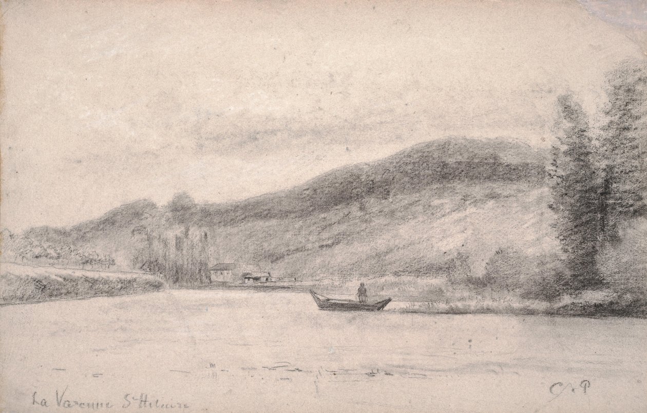 The Marne River at Varenne-Saint-Hilaire, 1863-65dani af Camille Jacob Pissarro