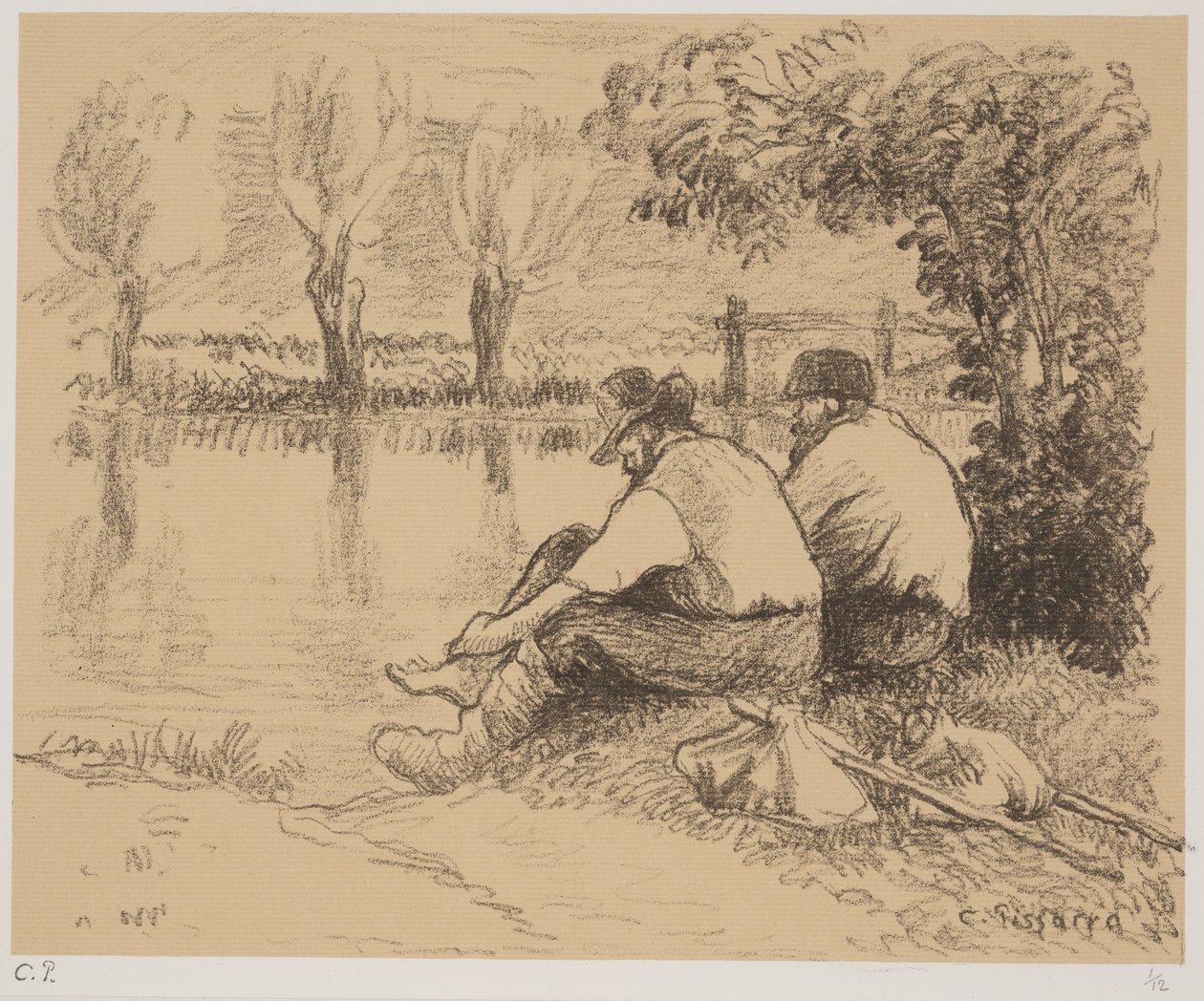 The Tramps, ca. 1894 (litho) af Camille Jacob Pissarro