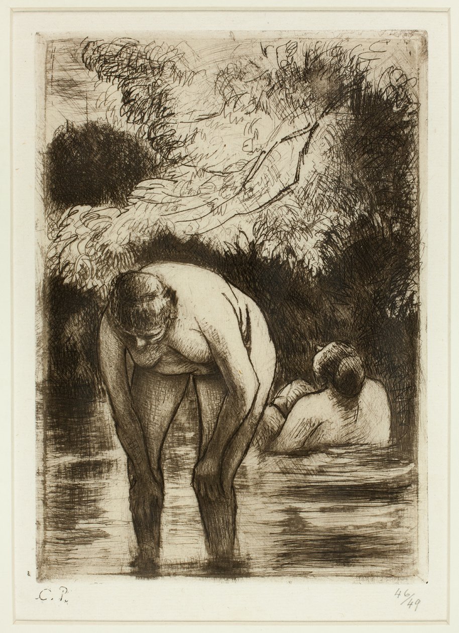 De to Badende af Camille Pissarro