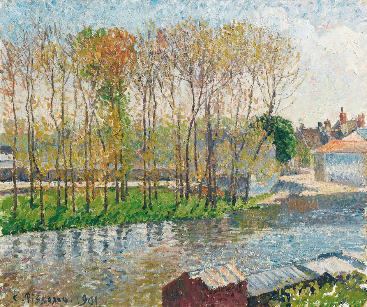 Grænsen af Loing in Moret af Camille Pissarro