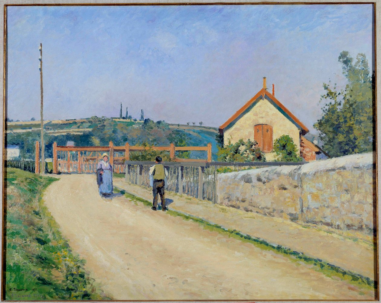 Jernbanebarrieren ved Patis, nær Pontoise Maleri af Camille Pissarro (1830-1903) 1873 Washington. Phillips samling af Camille Jacob Pissarro
