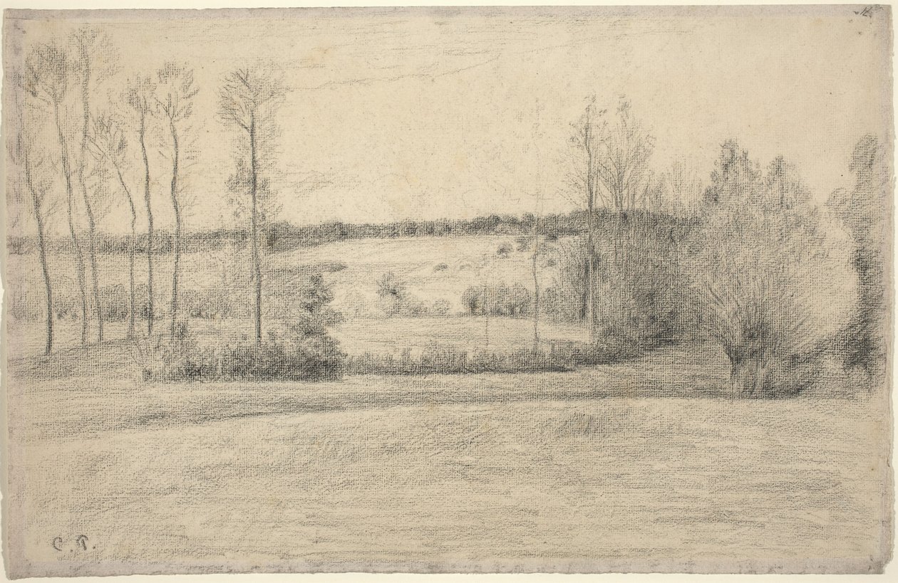 Træer og enge ved Eragny af Camille Pissarro