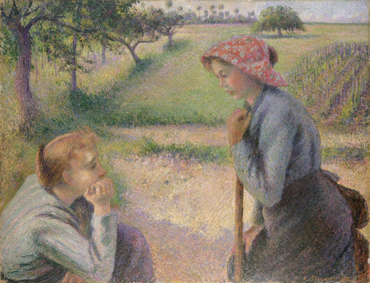 To unge bondekvinder, 1891-92. af Camille Jacob Pissarro