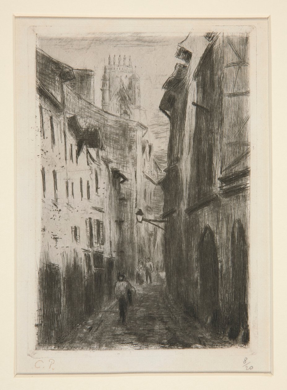En gade? Rouen (Rue des Arpents) [En gade i Rouen (Rue des Arpents)] af Camille Pissarro
