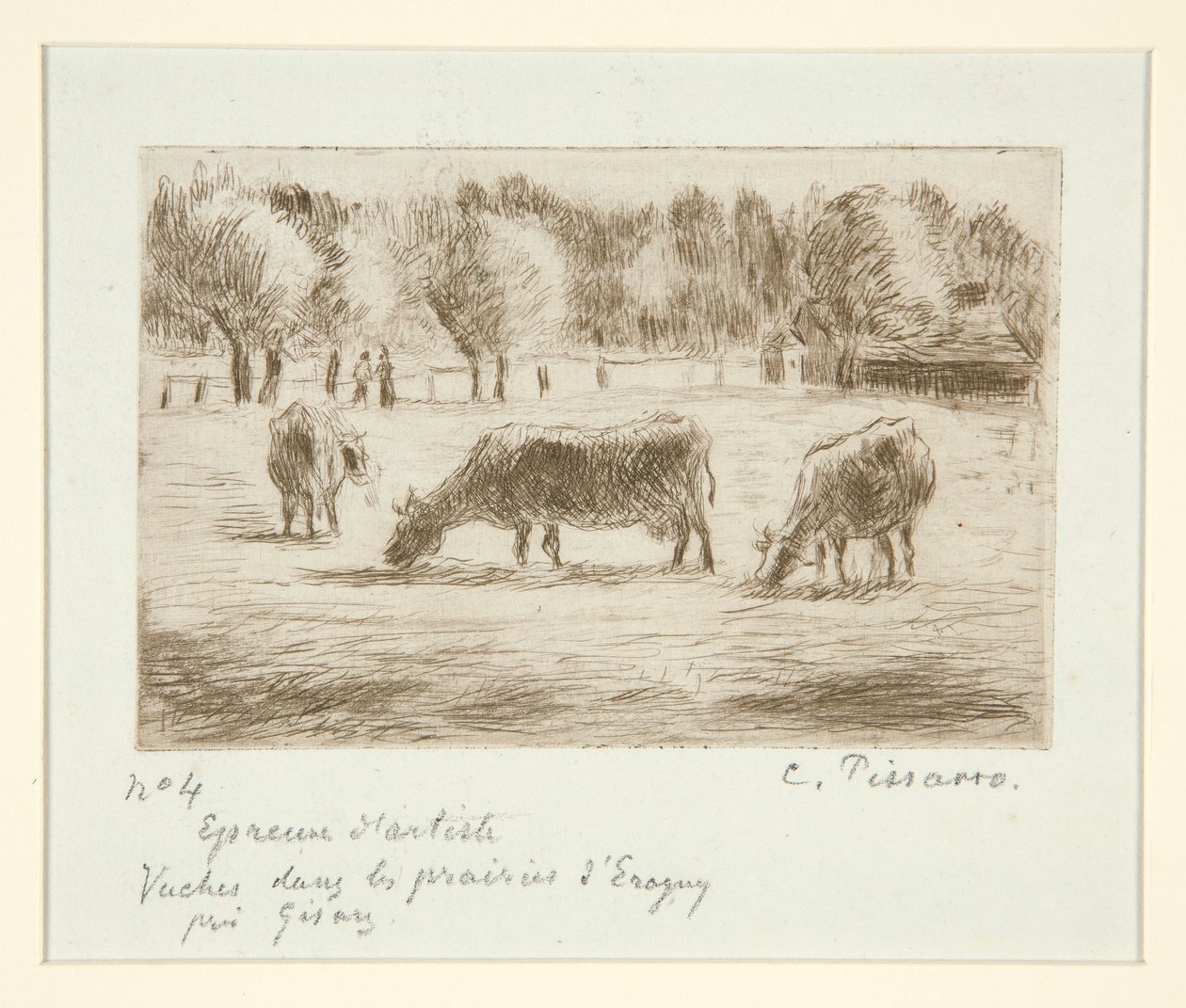 Køer i græsarealerne af Camille Pissarro