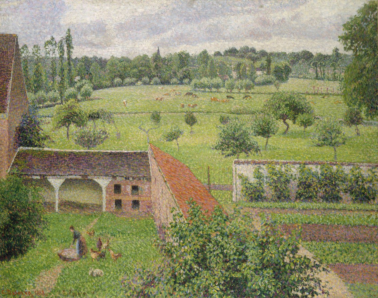Se gennem et vindue, Eragny af Camille Jacob Pissarro