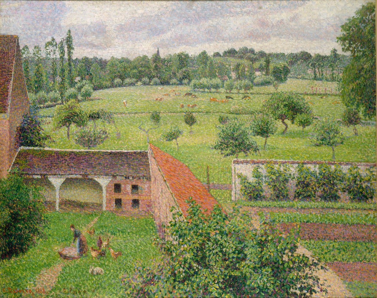 Udsigt fra mit vindue, Eragny-sur-Epte, 1886-1888 af Camille Pissarro