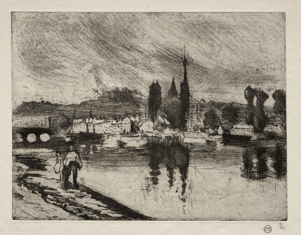 Udsigt over Rouen af Camille Pissarro