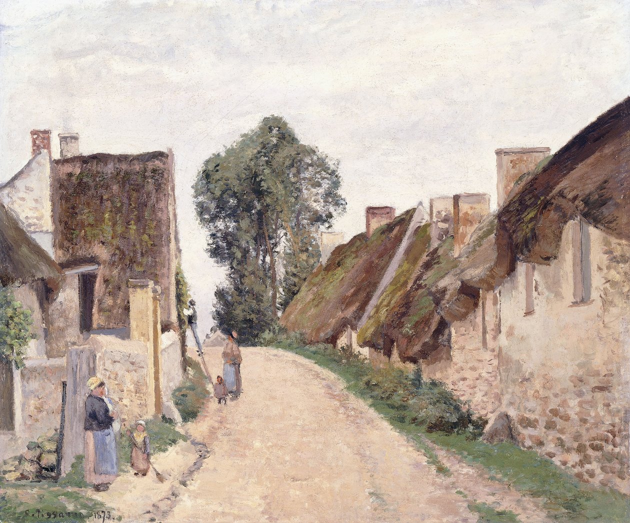 Village Street, Auvers-sur-Oise, 1873 af Camille Jacob Pissarro