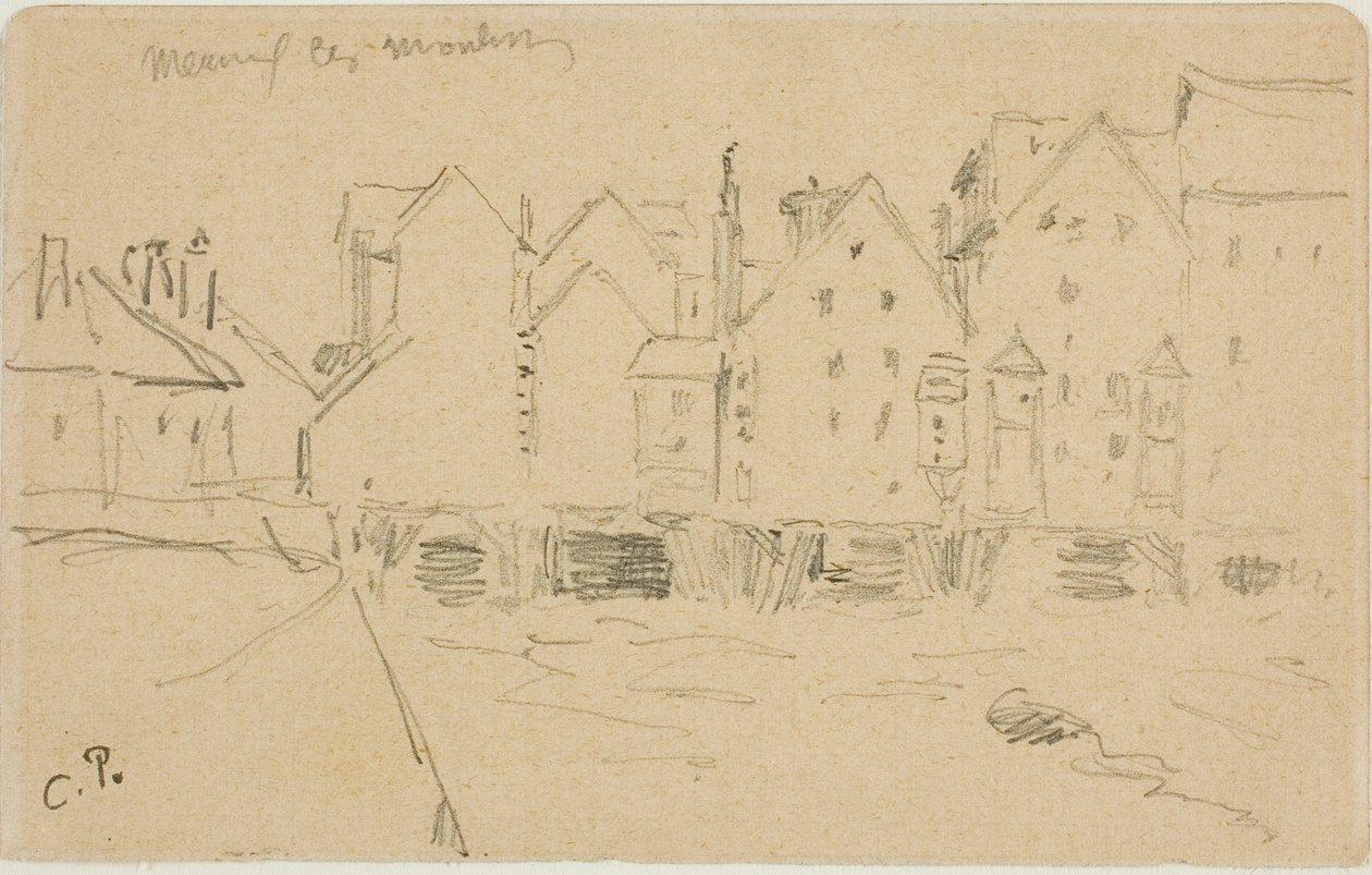Vandmøller i Meaux af Camille Pissarro