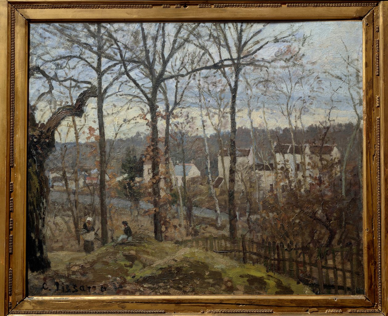 Vinterlandskab i Louveciennes. Maleri af Camille Pissarro (1830-1903) af Camille Jacob Pissarro