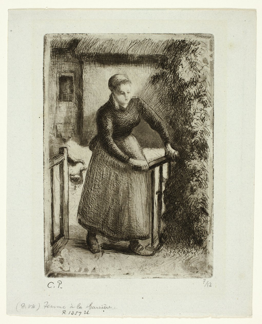 Kvinde ved porten af Camille Pissarro