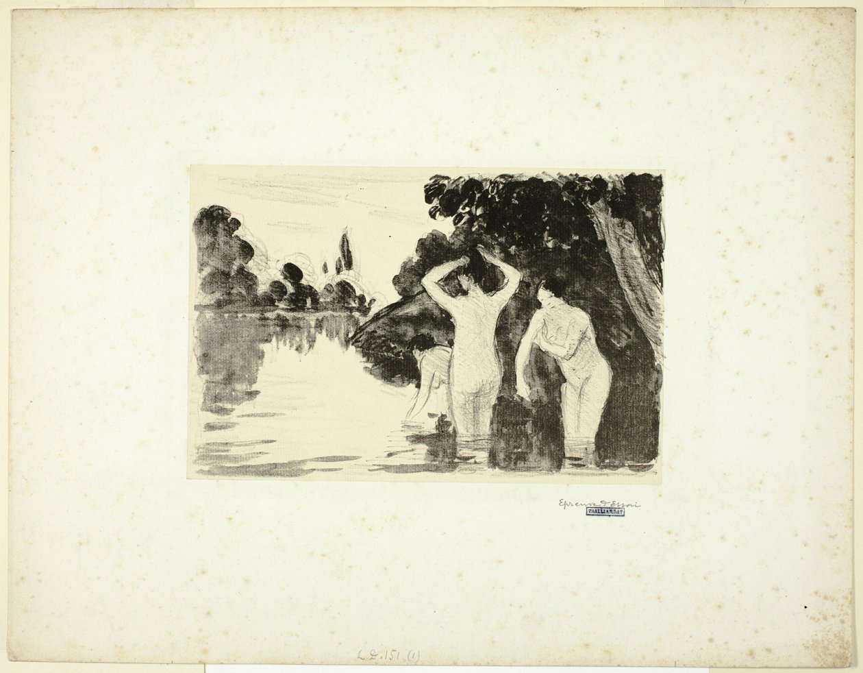 Kvinder Badning: Dag af Camille Pissarro