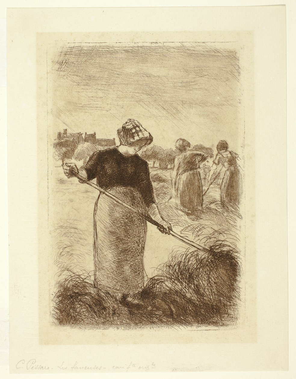 Kvinder kaster høet af Camille Pissarro