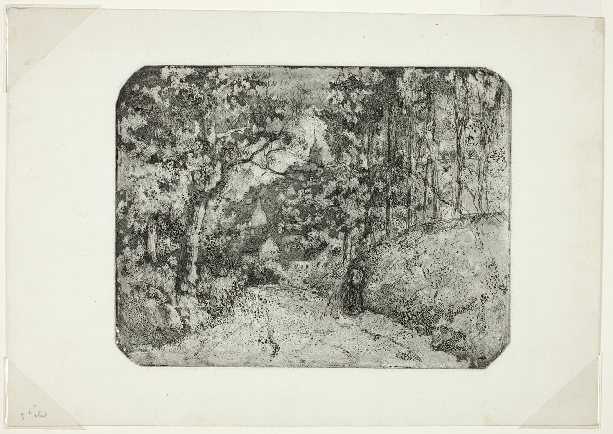 Wooded Lane ved Pontoise af Camille Pissarro