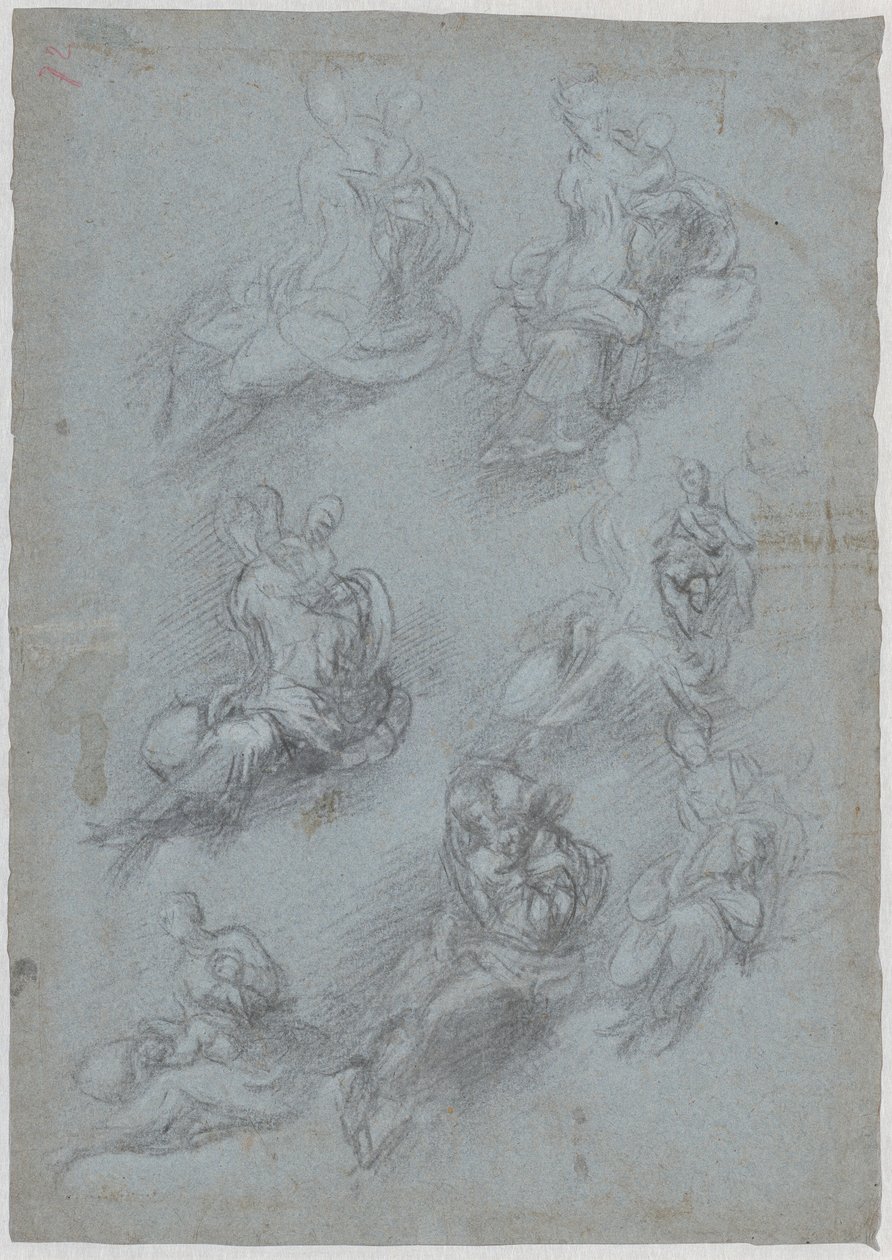 Studier for jomfruen og barnet (recto) af Camillo Boccaccino