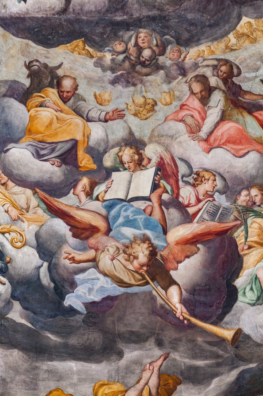 Engle spiller musik, detalje af den sidste dom (fresco) af Camillo Procaccini