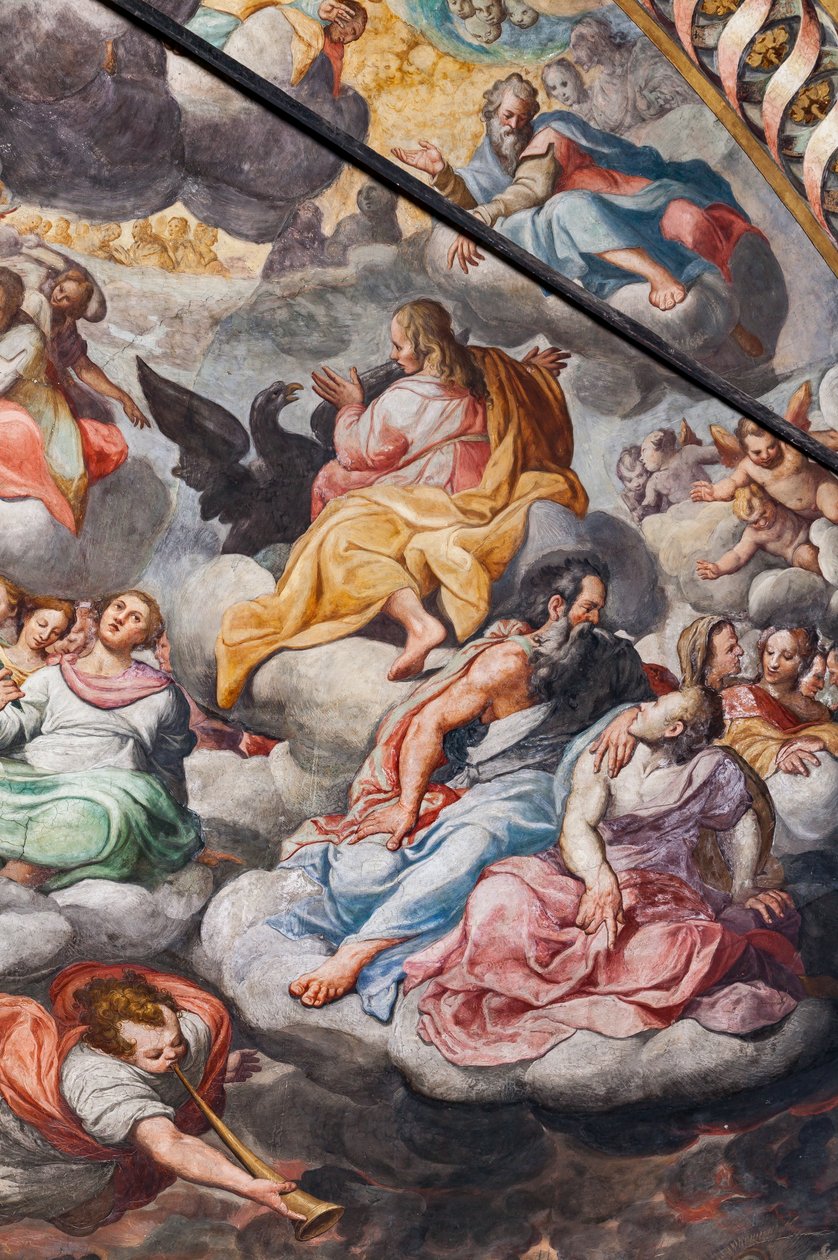 Engle spiller musik, detalje af den sidste dom (fresco) af Camillo Procaccini