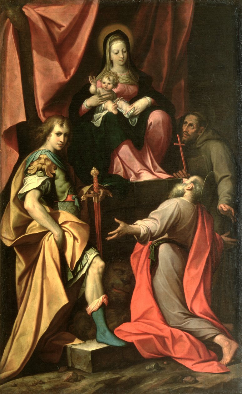 Madonna og barn med St. Vitalis, St. Jerome og St. Francis af Camillo Procaccini