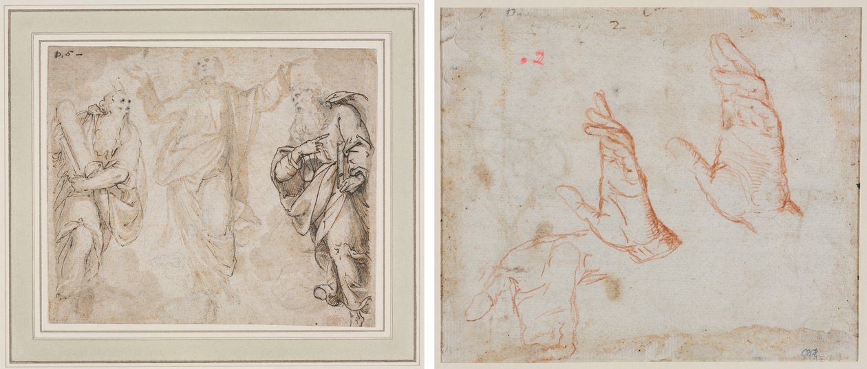 Forvandlingen (recto); Studie af hænder (verso) af Camillo Procaccini
