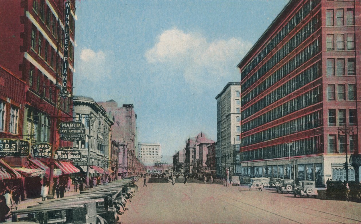 Portage Avenue set mod øst, Winnipeg, Manitoba, Canada (farvefoto) af Canadian Photographer
