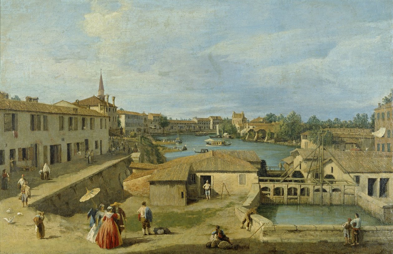 Udsigt over Dolo ved Brentakanalen, ca.1725-29 af Giovanni Antonio Canal